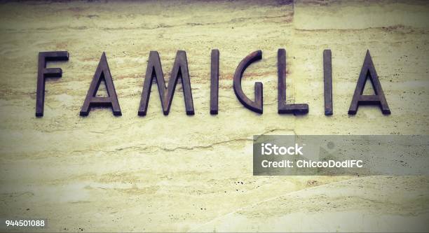 Big Text Famiglia That Means Famiyl In Italy Language With Copy Stock Photo - Download Image Now