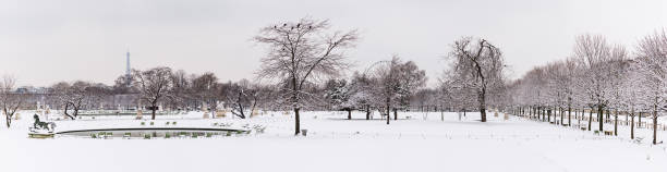 vista panorâmica do jardim das tulherias sob a neve - brule - fotografias e filmes do acervo