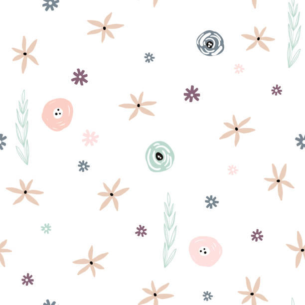 ilustraciones, imágenes clip art, dibujos animados e iconos de stock de patrón floral transparente. textura de pastel con flores de tela, embalaje, textil, papel tapiz, prendas de vestir. ilustración de vector - key pattern