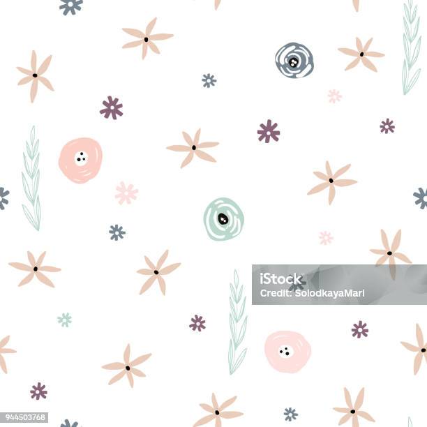 Seamless Floral Pattern Pastel Texture With Flowers For Fabric Wrapping Textile Wallpaper Apparel Vector Illustration Stock Illustration - Download Image Now