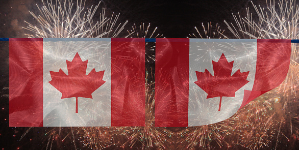 Fireworks  Canadian flag Revelry