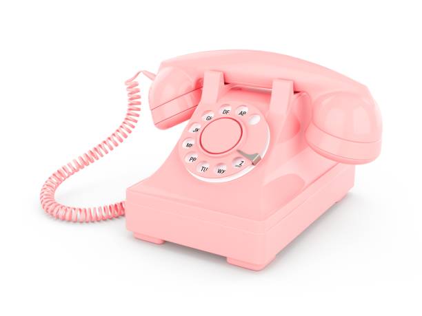 istock 3D rendering pink vintage phone isolated on white background 944510400