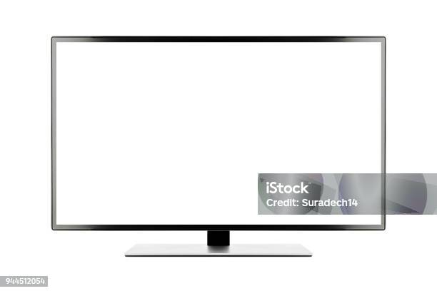 Tv 4k Flachbildschirm Lcd Oder Oled Plasma Realistische Darstellung Weiße Leere Hd Monitor Mockup Mit Beschneidungspfad Stockfoto und mehr Bilder von Computerbildschirm