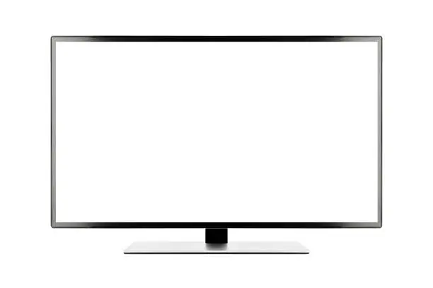 Photo of TV 4K flat screen lcd or oled, plasma realistic illustration, White blank HD monitor mockup with clipping path
