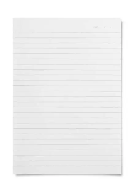 Photo of Detailed lined paper texture, isolated.