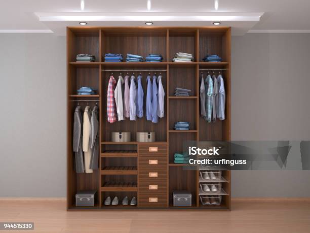 Wooden Outdoor Cupboard With Sliding Doors 3d Illustration Stock Photo - Download Image Now