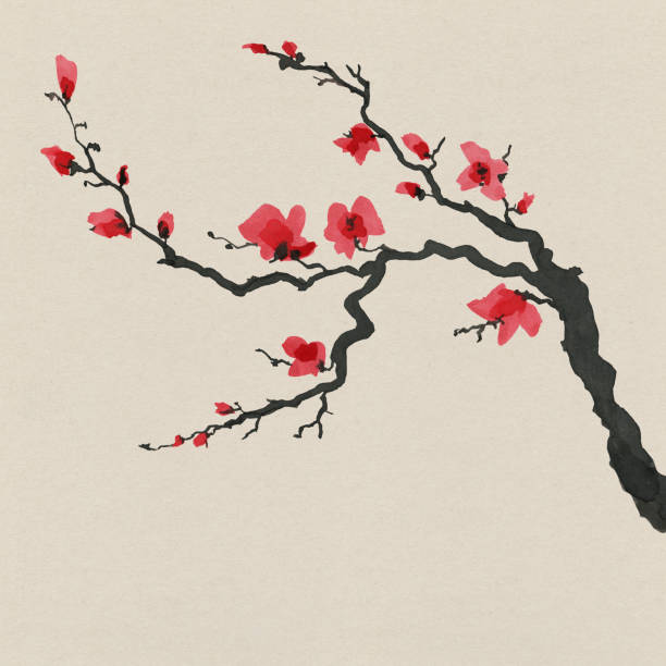 istock Sakura tree in Japanese style. Watercolor hand painting illustration 944519174