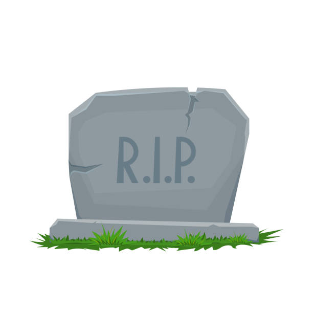 istock Monument on the grave. Gravestone in the cemetery. Gray monument on the grave of RIP. Vector cartoon illustration. 944523400