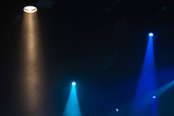 istock Yellow and blue spot lights and scenic smoke 944527562