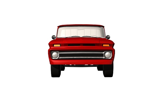 A red classic  Pickup Truck isolated on white background
