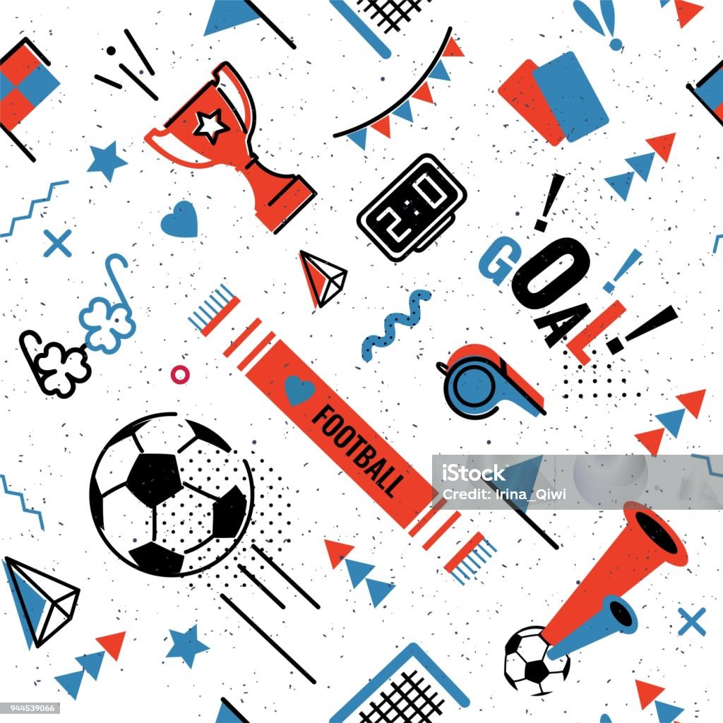 Soccer/football seamless pattern Soccer/football abstract background in 80s style. Seamless pattern for posers and cards. Vector illustration Soccer stock vector