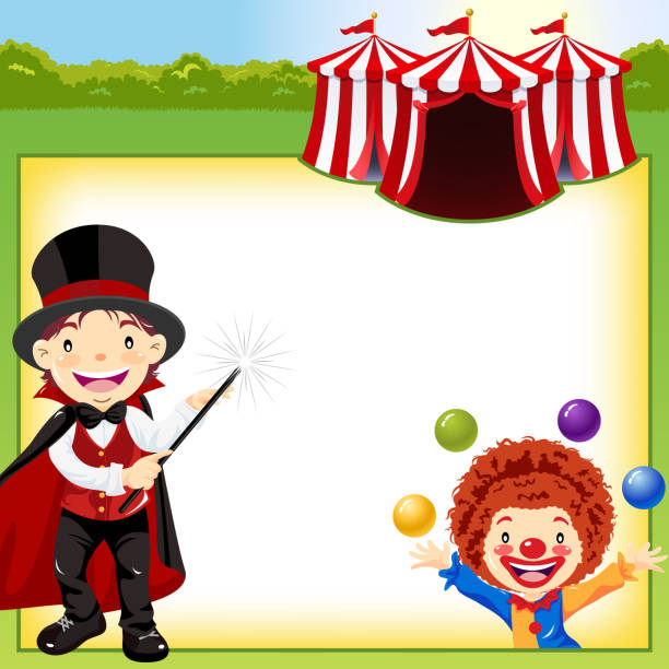 ilustrações de stock, clip art, desenhos animados e ícones de circus information notice - entertainment clown child circus