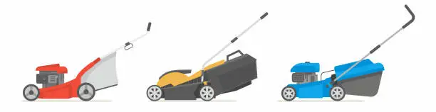 Vector illustration of set of lawnmower