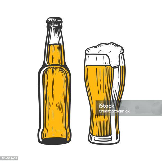 Beerbtgc Stock Illustration - Download Image Now - Beer Bottle, Beer - Alcohol, Pint Glass