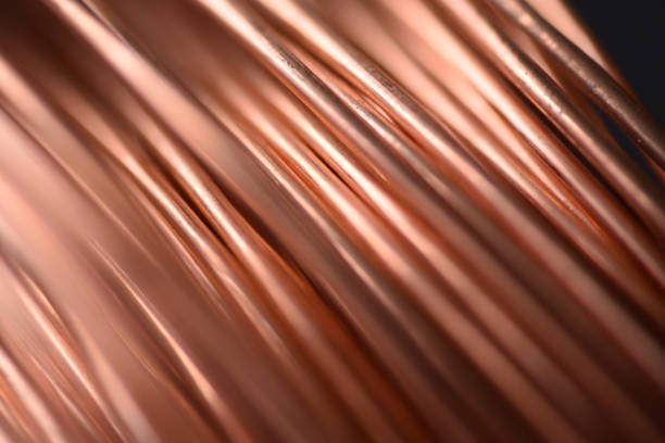 istock Closeup of Copper Coil Wiring with Focus on One Wire 944549710