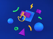 Abstract colored geometric shapes for web design. 3d render