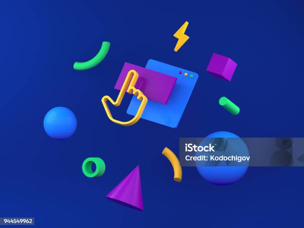 Abstract Colored Geometric Shapes For Web Design 3d Render Stock Photo - Download Image Now