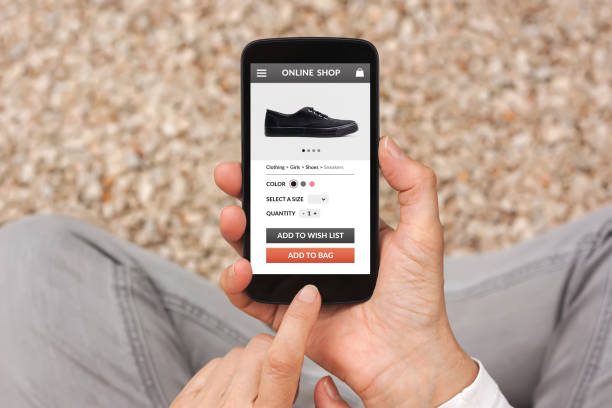 istock Hands holding smart phone with online shop concept on screen 944557516