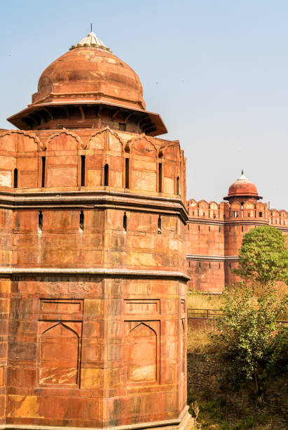 mauer des roten forts in delhi, indien - new seven wonders of the world stock-fotos und bilder