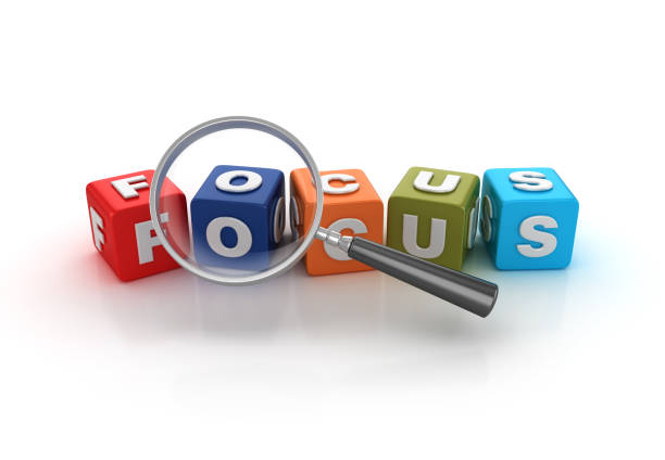 istock Focus Buzzword Cubes with Magnifying Glass - 3D Rendering 944561308