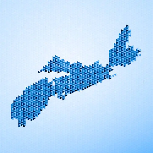 Vector illustration of Nova Scotia Map Triangle Pattern Blue