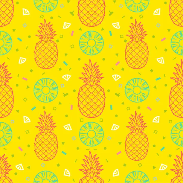 Vector illustration of Pineapple fruits seamless pattern background vector format