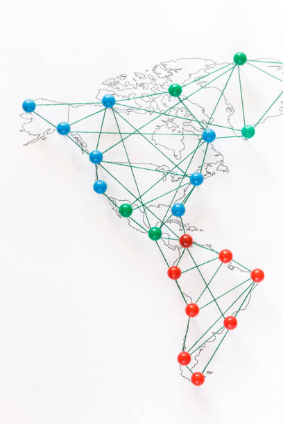 istock Map of America connected by pushpins. 944566102