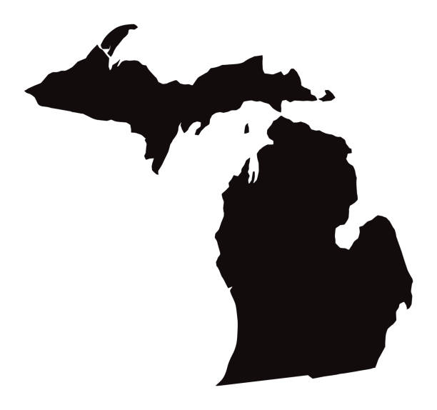 ilustraciones, imágenes clip art, dibujos animados e iconos de stock de mapa detallado del estado de michigan - province