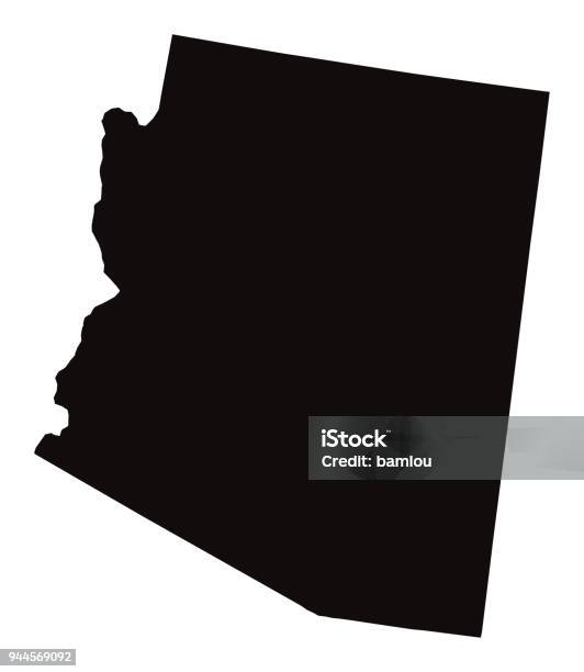 Detailed Map Of Arizona State Stock Illustration - Download Image Now - Arizona, Outline, Map
