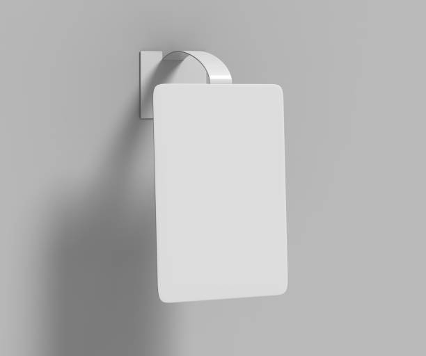istock Blank White Advertising PVC shelf wobbler plastic shelf dangler for shopping centers. 3d render illustration. 944570028