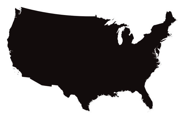 illustrazioni stock, clip art, cartoni animati e icone di tendenza di mappa dettagliata degli stati uniti d'america - region