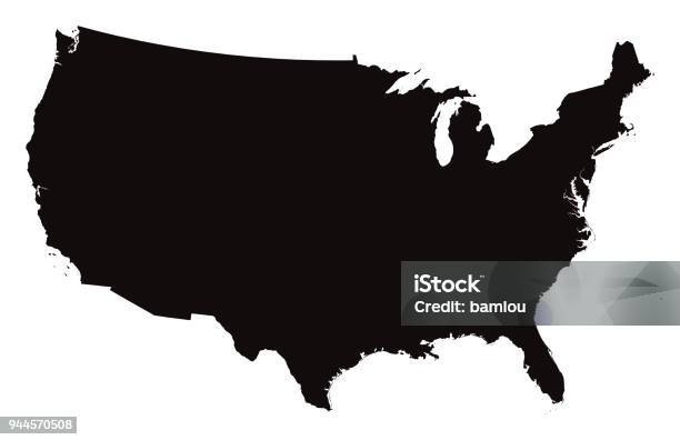 Detailed Map Of The United States Of America Stock Illustration - Download Image Now - USA, Map, Outline