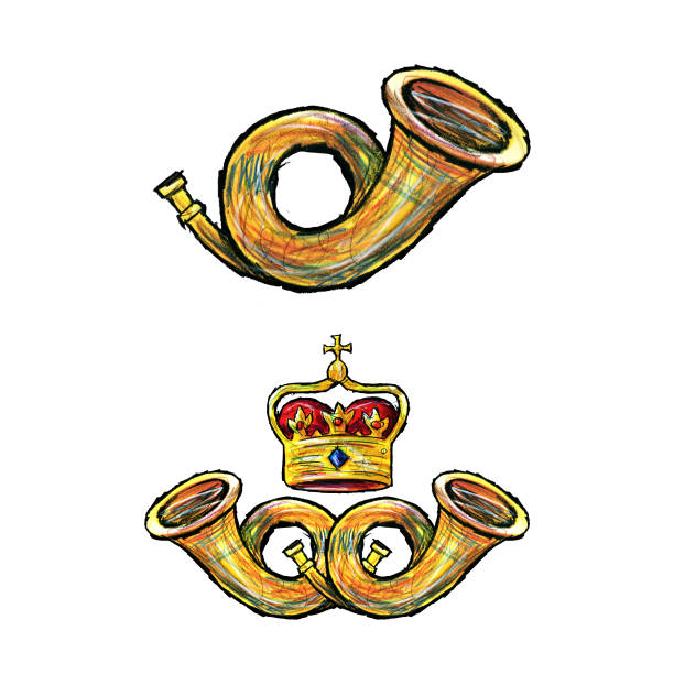 ilustrações de stock, clip art, desenhos animados e ícones de gold post horn - bugle trumpet brass old fashioned