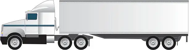 Vector illustration of Eighteen Wheeler Tractor Trailer Semi-Truck