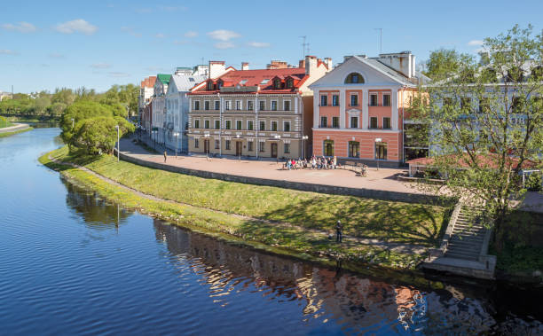 Beautiful mansions on the river bank in Pskov Beautiful mansions on the river bank in Pskov, Russia pskov russia stock pictures, royalty-free photos & images