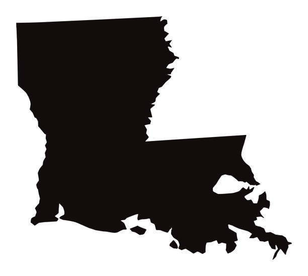 Detailed Map of Louisiana State vector art illustration
