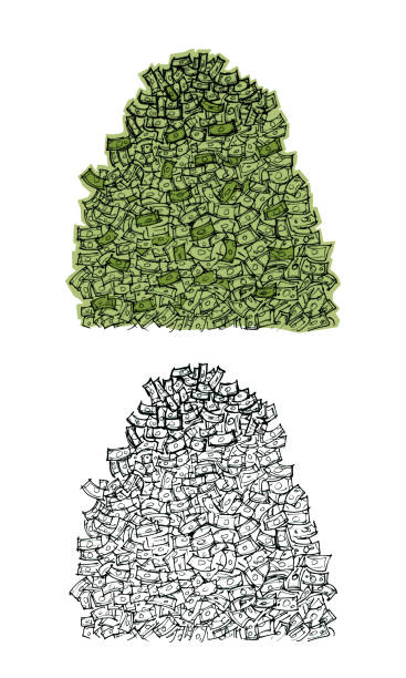 Mountain of Money vector art illustration