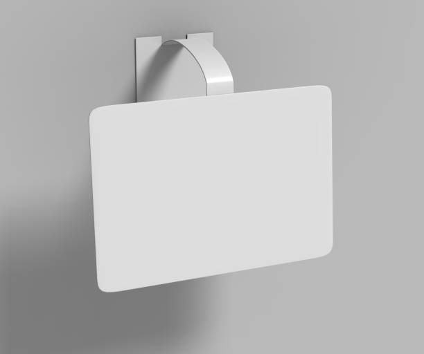 istock Blank White Advertising PVC shelf wobbler plastic shelf dangler for shopping centers. 3d render illustration. 944574384