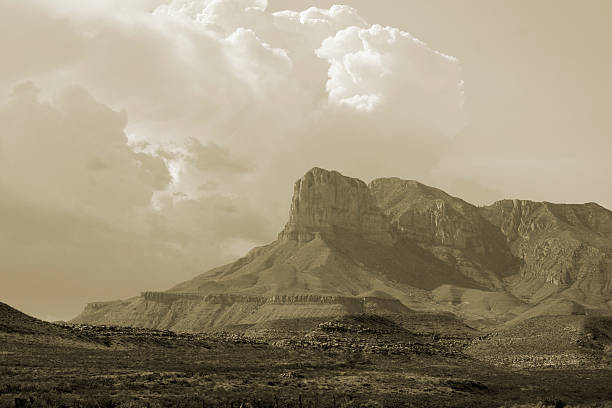 Sepia Southwest Landscape.  texas mountains stock pictures, royalty-free photos & images