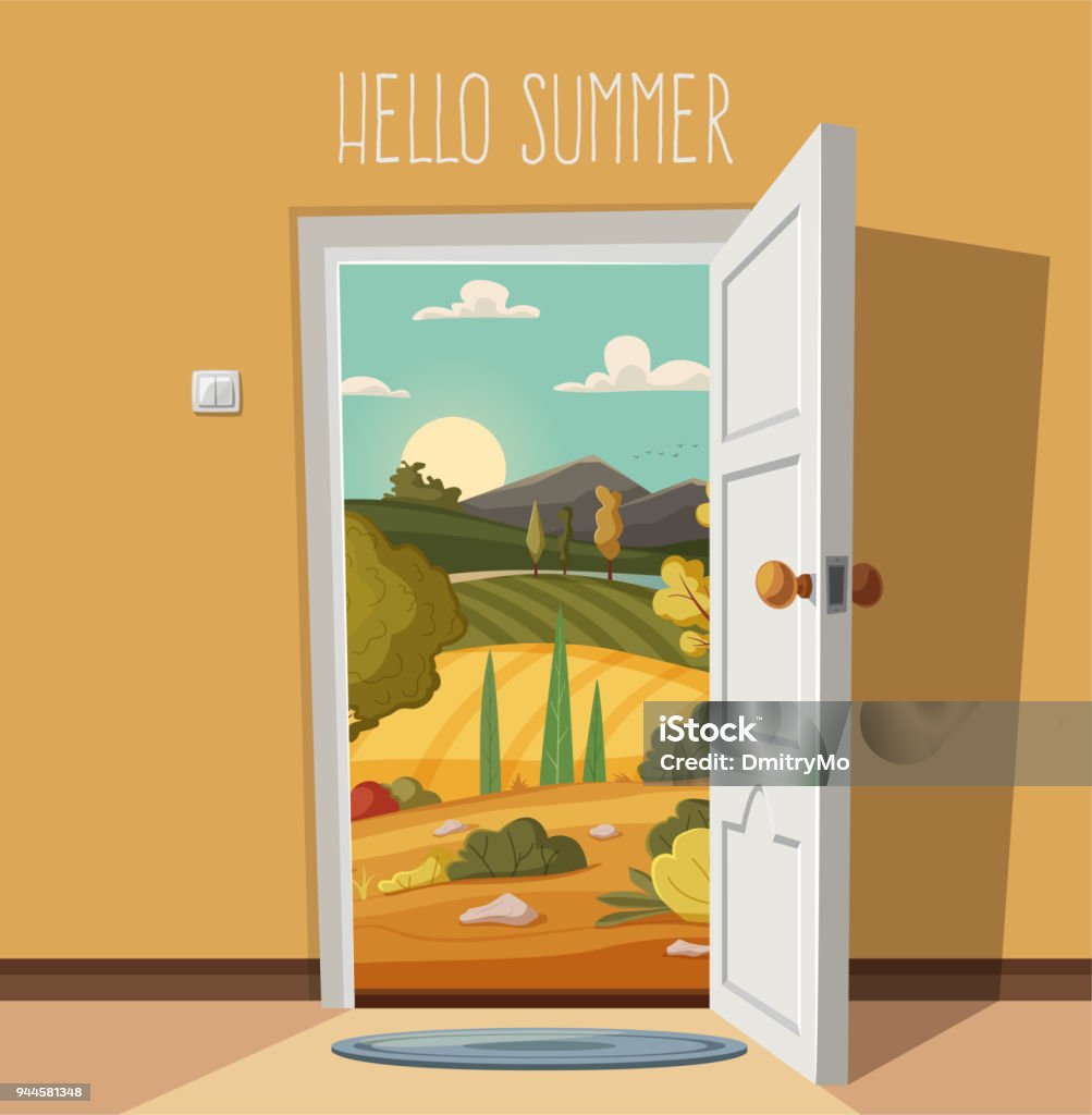 Open By Cartoon Stock Illustration - Download Image Now - Door, Opening,  Open - iStock