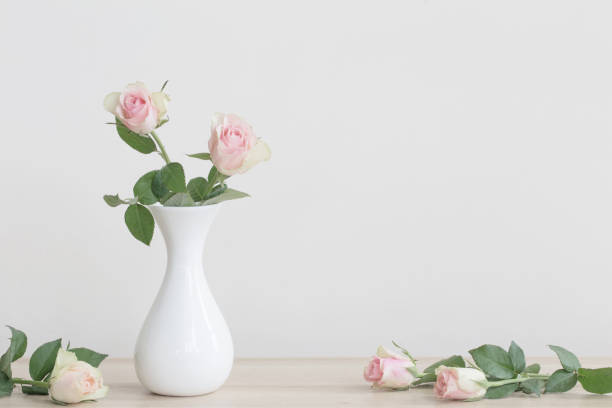 istock pink roses in vase on white background 944582052