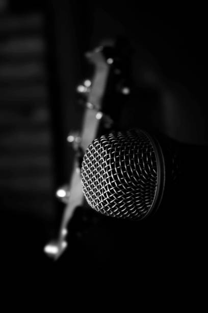 istock Microphone Closeup with Bass Guitar In The Background 944584922