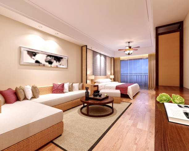 istock 3d render of luxury hotel room 944588216