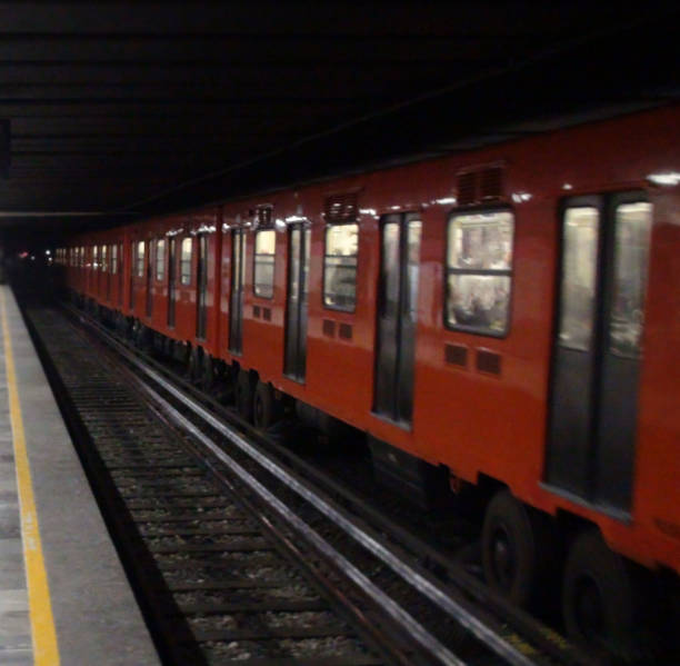 subway passing through the tunnel