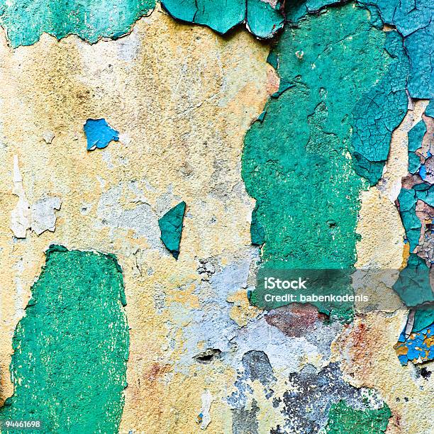 Raccolto Di Vecchia Parete Multicolours Azzurro Marrone Blu - Fotografie stock e altre immagini di Ambientazione esterna