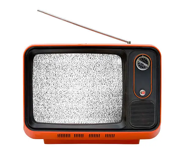 Photo of Old orange television with interruption