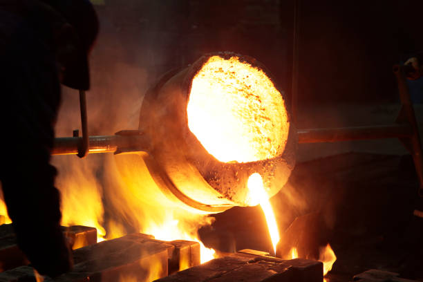 istock Metallurgical plant, hot metal casting 944623884