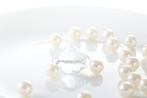 Luxury concept. White pearl and diamond