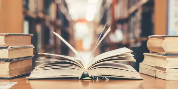 Photo of Education concept with book in library