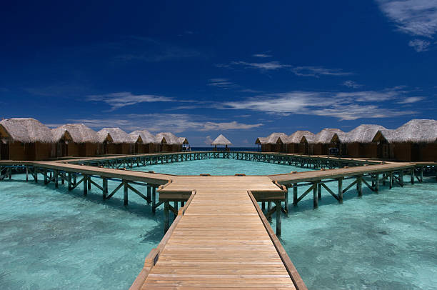 overwater bungalows water bungalow maldives stock pictures, royalty-free photos & images